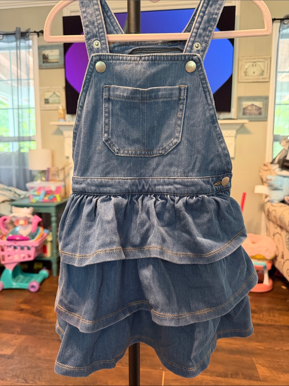 Little Sleepies Denim Tiered Overalls Dress - Blue Wash